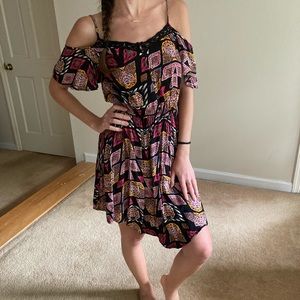 Bohemian printed summer dress off the shoulder